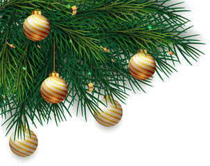 Christmas Tree Branch with Hanging Balls Corner Decorative
