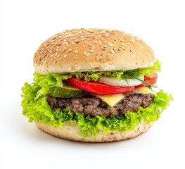Classic cheeseburger on a sesame seed bun
