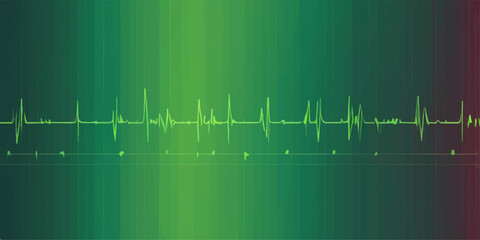 Abstract medical background vector illustration featuring a green cardiogram heartbeat wave on an ECG monitor