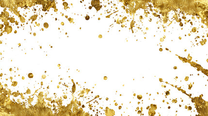 Splash Gold Foil texture, . Golden splatter frames glitter. Gold stroke on transparent background. A banner for luxury advertising. An invitation to a wedding or anniversary. Stock Illustration