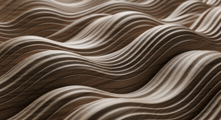 Fototapeta premium Abstract Wavy Pattern, Brown Wooden Texture, Smooth Flowing Lines