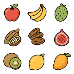 Fruit Icons Vector Illustration