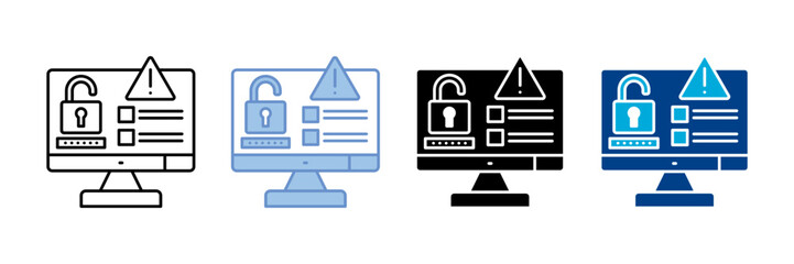 Data Breach Icon Set Multiple Style Collection
