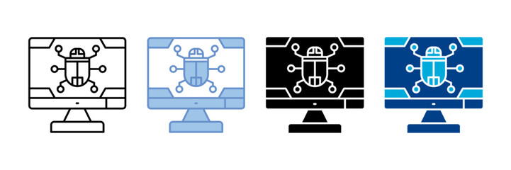 Computer Virus  Icon Set Multiple Style Collection