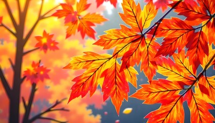 Vibrant autumn leaf illustration with warm seasonal colors