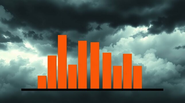 Stormy Sky with Orange Bar Graph.