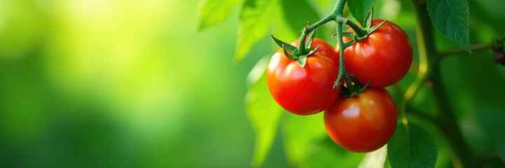Heavy cluster of organic tomatoes hanging, leaves lush green, food, ripe, homegrown