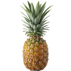 Fototapeta premium Whole ripe pineapple with green leaves isolated on transparent background