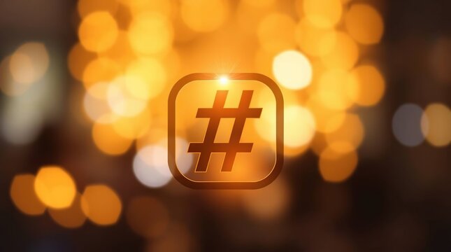 Hashtag Golden Bokeh Background. - Powered by Adobe