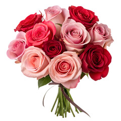 Obraz premium Beautiful bouquet of pink and red roses on a black background