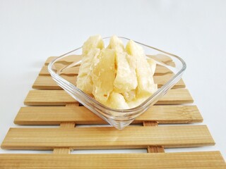 Fried cassava on a white background