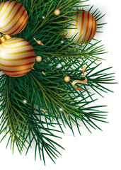 Christmas Tree Branch with Hanging Balls Corner Decorative