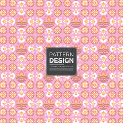 Diwali Pattern Design with Flowers and Oil Lamps Festive Celebration