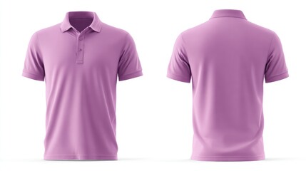 Front and back view of a light purple polo shirt
