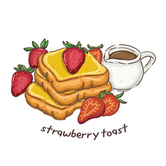 Hand-Drawn Strawberry Toast with Chocolate Sauce