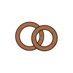 Interlocked Brown Wooden Circle Rings on a White Background Decorative Design
