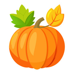 Colorful vector pumpkin with autumn leaves design