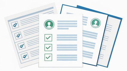 Documents showcasing checklists and profiles, suggesting organization and planning.