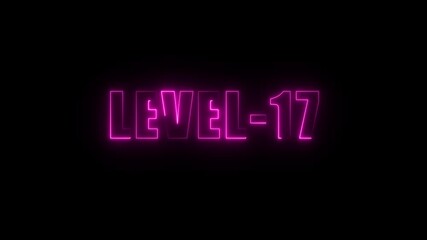 Neon pink L E V E L 17 text glowing on black background futuristic digital display gaming - Powered by Adobe