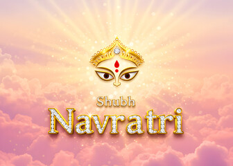 Shubh Navratri Festival Greeting Card Design with colorful abstract pattern and traditional festive art. Shubh Navratri wishes with colorful poster.
