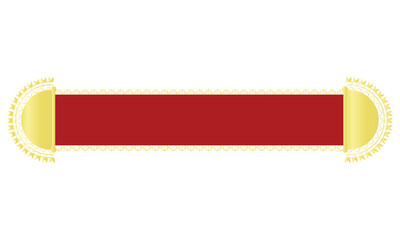 Red and gold decorative banner design. Elegant horizontal banner with a bold red center and golden ornamental ends, ideal for invitations, certificates, or festive decoration. Durga Puja Border.