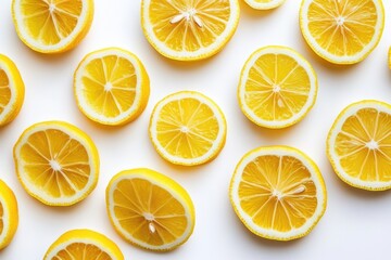 Repeating lemon slice pattern on white surface
