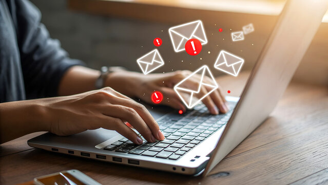 Urgent emails needing attention on laptop convey busy work life and digital communication challenges in today's fast paced business world