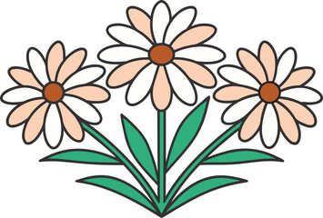 Garden wild flower clipart for print projects. Beautiful wild flower artwork for decoration. Wild flower line art for creative design. Colorful wild flower artwork for patterns. Botanical wild flower