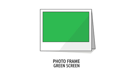 Vector illustration of a standing instant photo frame with a green screen area, a versatile mockup template for custom image compositing