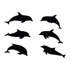 Dolphin Silhouette Icons – Marine Animal Vector Set