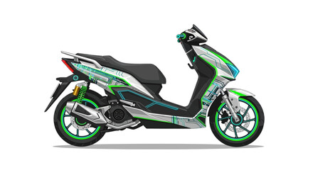 Modern electric scooter with a futuristic circuit board-inspired design