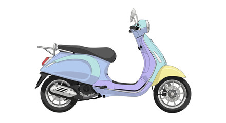 Obraz premium Stylish pastel-colored scooter illustration on a clean white background