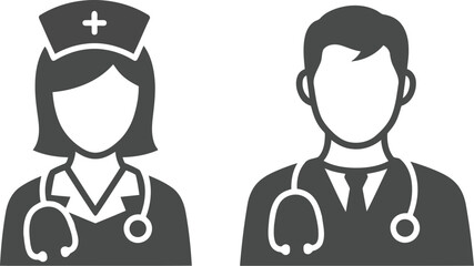 Doctor and nurse icons representing healthcare professionals teamwork in medical industry vector