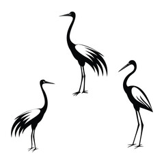 Silhouettes of Herons and Cranes – Elegant Bird Vector Set