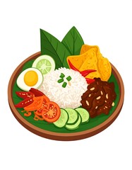 Colorful plate of rice dish with various toppings