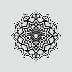 Black Mandala Vector Design with Floral Circular Pattern and Clean Symmetry