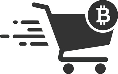 Fast bitcoin shopping cart icon symbolizing cryptocurrency e-commerce transactions vector © SAIF820