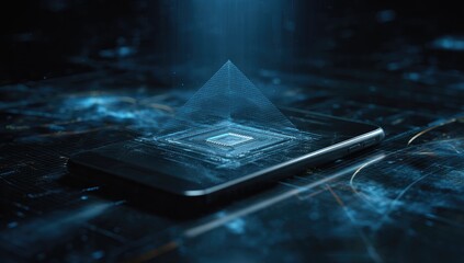 Abstract digital tablet with a central chip