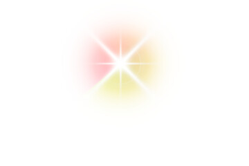 A beautiful lens flare light effects PNG, with a central starburst and pink and yellow glowing aura, perfect for modern design.

