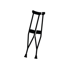 A minimalist silhouette of two medical crutches for assistance