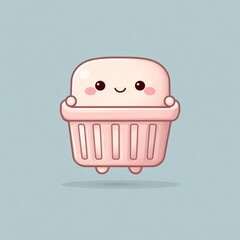 Cute pink cartoon basket character illustration