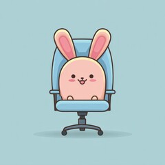 Cute rabbit sitting in office chair