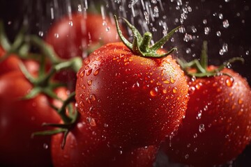 Macro Close-up Water Droplets on Tomatoes