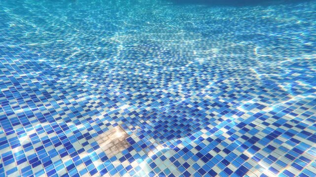 Dynamic water ripple light on the mosaic wall of the swimming pool