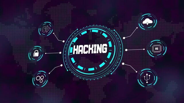 Cyber hacking and digital crime with malware, phishing, ransomware, system intrusion, data theft, and innovative cyber defense and security technology
