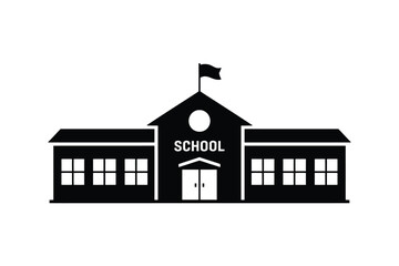 Classic school building silhouette elegant minimalist design of educational institution