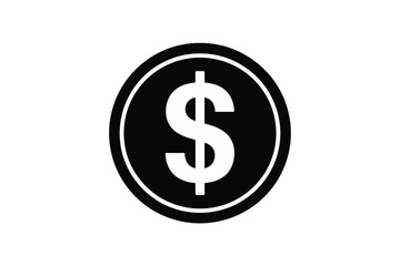 Obraz premium Dollar sign silhouette coin icon elegant financial symbol vector graphic