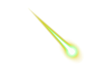 Bright green and yellow light streak PNG. A dynamic sci-fi comet or meteor light effects element for overlays and motion graphics. © ManyLights