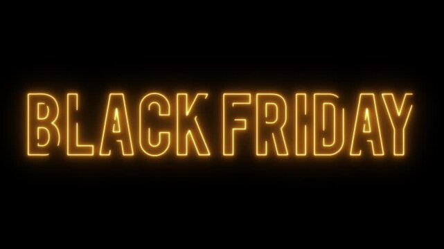 Glowing neon Black Friday text animation for sale promotion 4k video
