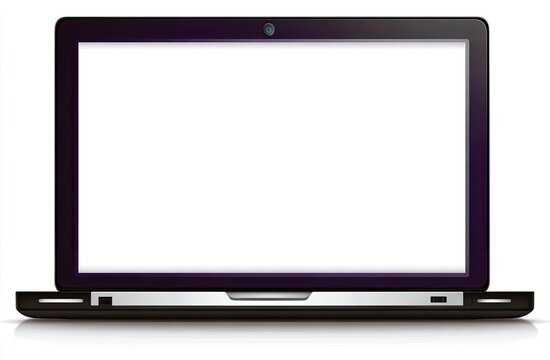 Flat black laptop with blank screen - Powered by Adobe